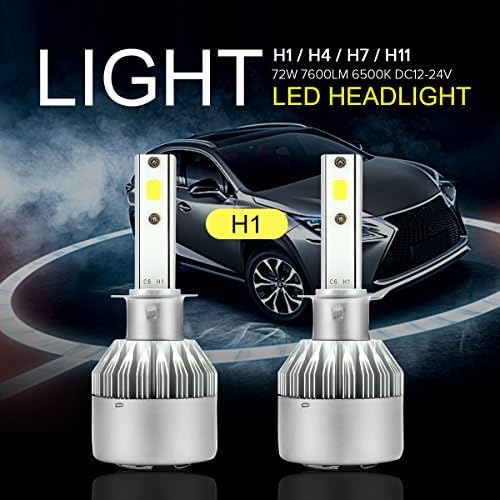 Autoleader C6 Car LED Headlight Auto LED Lamp COB Chip Hi-lo Beam H4 H1 H11 H7 36W 3800lm 6500k DC 12-24V 1Pair H1