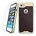 TORUBIA PU Leather Durable Shock Absorption Bumper with 2 Screen Protector for iPhone 7 - Dark Brown