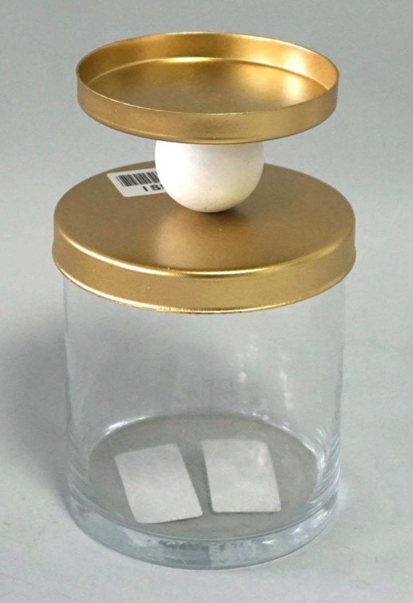 Juego de 2 portavelas transparentes y dorados contemporáneos de 6