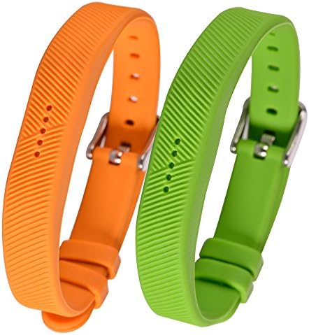 Bands for Fitbit Flex 2,Soft Silicone Band Replacement Accessories Adjustable Strap Belts for Fitbit Flex2 (Orange+Green)