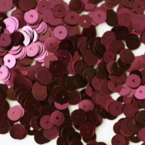 6mm FLAT SEQUINS PAILLETTES ~ RED WINE BURGUNDY Metallic ~ Loose paillette sequins for embroidery, applique, arts, crafts, bridal wear and embellishment. Made in USA
