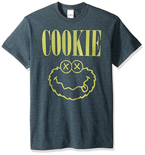 Sesame Street Men's Monster Cookie Nirvana T-Shirt, Dark Heather 2XL