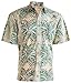 Johari West Men's Button-Down Short Sleeve Shirt, Geometric Forest (Sand, X-Large)