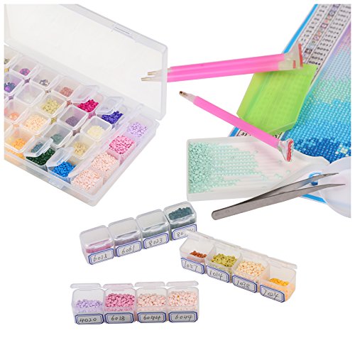 image for SEELOK 2 Pack 28 Grids Plastic Storage Boxes Diamond Painting Nail Acc