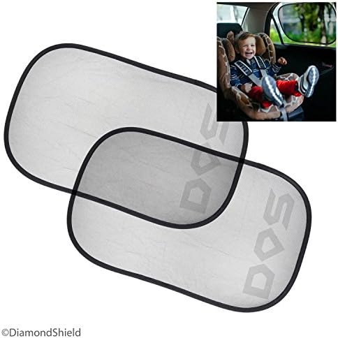 Adhesive Car Sun Shades - 2 Pack - Large Shield - Protects Your Child from Sunlight - Reusable on Any Car, Boat, Camper or Caravan Window - Easy to Install - No Suction Cups Needed