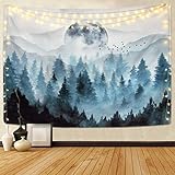Sevenstars Misty Forest Tapestry Foggy Mountain Tapestry Magical Tree Tapestry Nature Tapestry Woodland Tapestry