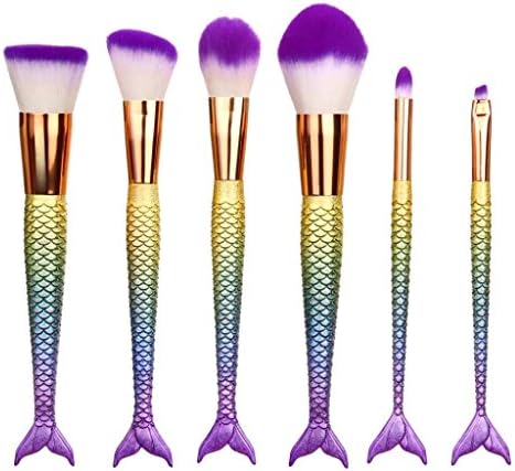Start 6Pcs Pro Multicolor Makeup Cosmetic Brushes Set Powder Fish Scale Handle Brush