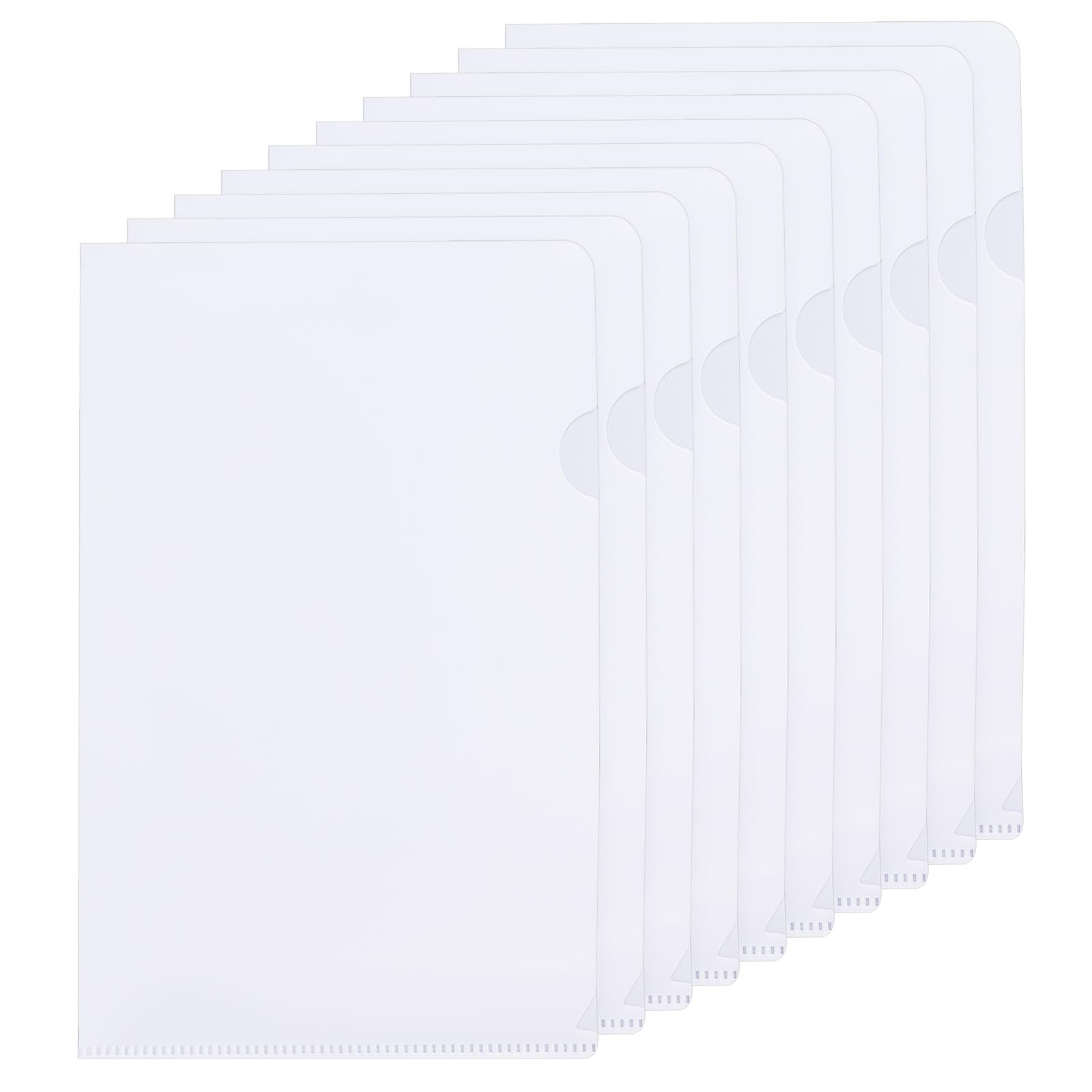 PATIKIL L Type Folders 10 Pack A5 Plastic File Project Pockets Clear Paper Document Jacket Sleeves for Office, White