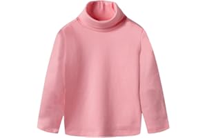 RUKOSU Toddler Baby Girl Boys Basic Solid Color Turtleneck T-Shirt Kid Cotton Long Sleeve Pullover Blouse Top