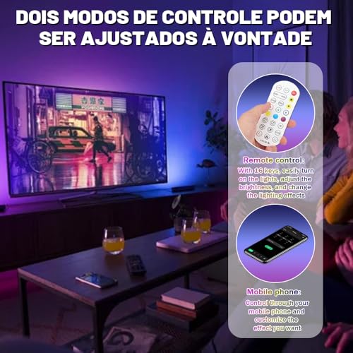 Fita Led Inteligente, Com Câmera, Sensor AR para Capturar Cores, Com Controle Remoto e Controle por APP, Fita de Led Inteligente, Led Inteligente, Fita de Led Rgb, Led Rgb para Tv