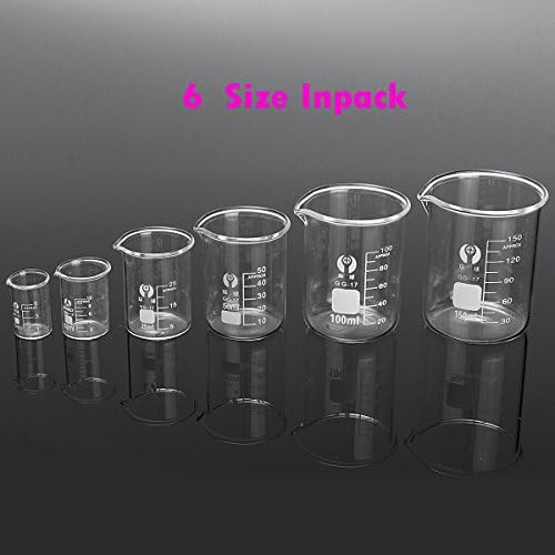 DIY 6Pcs Borosilicate Glass Beaker Volumetric Glassware For Laboratory