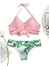 SOLY HUX Women's Floral Halter Wrap Knotted Back Bikini Set Pink S