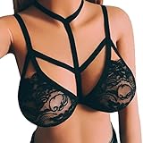 Women Sexy Lingerie Corset Lace Wire Free Bra Top Seamless Bralette Bustier (Black, XL)
