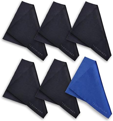 TERRAFIBER Premium Quality Microfiber Cleaning Cloth Packages for Tablets Cell Phones Eyeglasses Camera Lenses Jewelry and Other Delicate Surfaces, 6 Piece