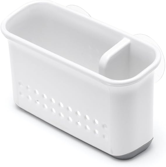 Addis Premium Sink Side Organiser with Suction Pads, White/Grey, 0.6 x