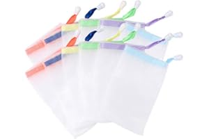 INVODA Handmade Soap Easy Bubble Mesh Soap Saver Bag Double Layer Drawstring Holder Bags Foam Net for Body Facial Cleaning Exfoliation Body Cleaning Tool (10 PCS)