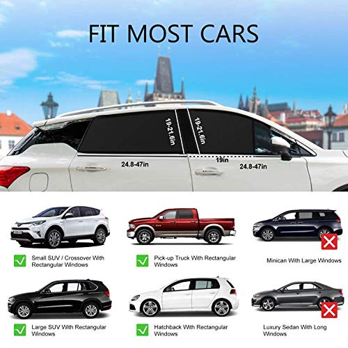 AURSINC Car Side Window Sun Shade, Breathable Mesh Sun Shield with UV Rays Protection Mosquito Prevention Fit for Cars, Trucks and SUVs Large Size-4 Packs