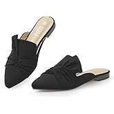 MUSSHOE All-Season Women's Mules：Pointed Toe Backless Loafers：Slip-on Comfortable Dressy Casual Office Business Flat Shoes for Working​ Woman Aged 25-45
