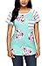 LOSRLY Women Floral Printed Tops Striped Blouse Short Sleeve T Shirt with Pocket-Green Floral XL 16 18
