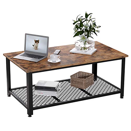 IRONCK Industrial Coffee Table for Living Room, Tea Table with Storage