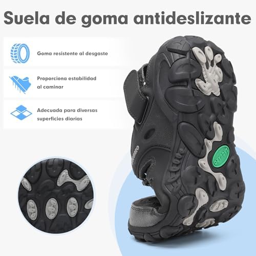 Sandálias de caminhada masculinas, sandálias fechadas, pretas 37