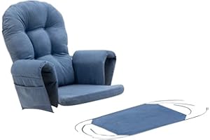 5Pcs Glider Rocker Cushions Set - Velvet Glider Rocker Replacement Cushions with Side Storage Pockets, Washable & Non Slip,Bl