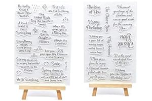 WOOYANGFUN Welcome to Joyful Home 2pcs/Set Thinking of You Sentiment Clear Stamp for Card Making Decoration and Scrapbooking