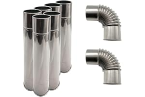 Stove Pipe,Wood Stove Chimney,2.36 inch (6cm) Diameter, Straight Section & 90° +90°Elbow, for Wood Stove Chimney Vent Pipe, D