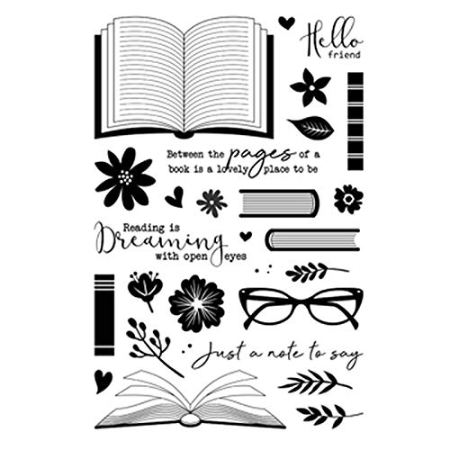 Books Lable Sunflower Sunglasses Star Heart Metal Cutting Dies and Stamps Sets for Card Making Scrapbooking Embossing Stencil Die-cuts Template Rubber Soft Stamp Stamping DIY Scrapbooking Paper Crafts