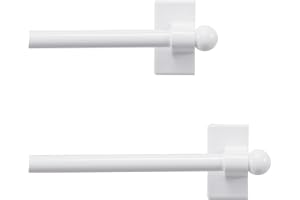NICETOWN 2 Pack White Magnetic Curtain Rods for Metal Doors with Adjustable Length Extends from 16 inch to 28 inch Magnetic B
