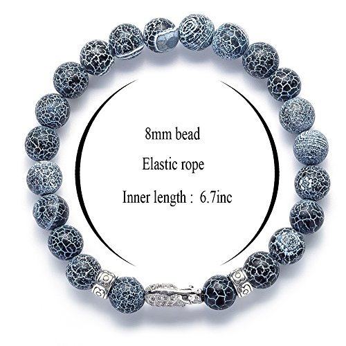 Hamoery Men Women 8mm Lava Rock Diffuser Bracelet Elastic Natural Stone Yoga Beads Bracelet Bangle,Elephant (Wind Fossil)