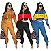 Bluewolfsea Women's Letter Print 2 Piece Outfit Colorblock Windbreaker Jacket Crop Top and Long Pants Set