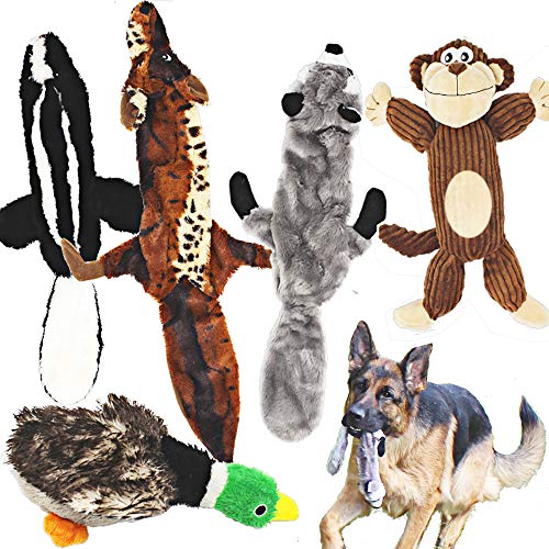 Jalousie 5 Pack Dog Squeaky Toys Three no Stuffing Toy and Two Plush with Stuffing for Small Medium Large Dog Pets (5…