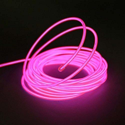 Neon Glowing Strobing Electroluminescent Wire, Portable Light Luminous wire 15ft length Driver with Battery Pack Controller for Cosplay Dress Burning Man by Megach (15ft, pink)