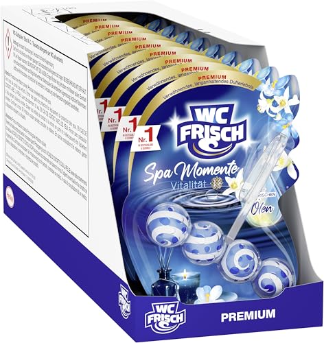 WC-Frisch Spa Momente Vitalität Toilettenstein (10 x 50g), WC Duftspüler mit luxuriösen, ätherischen Ölen, WC Stein für ein verwöhnendes & langanhalte