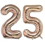 Tellpet Rose Gold Number 25 Balloon, 40 Inch