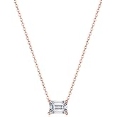 EAMTI 925 Sterling Silver Gold Plated Necklaces for Women Oval/Emerald/Round Cut Solitaire 1/1.5 Carat CZ Pendant Necklace | Dainty Glod Necklaces for Women