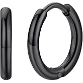FaithHeart Stainless Steel Black/Silver/Gold Hoop Earrings for Men - Hypoallergenic Small Huggie Hoop Earrings Lightweight Sleeper Earrings Waterproof Cartilage Piercing Jewelry Gift 7-16mm