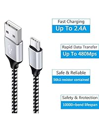 NINIBER USB tipo C cargador ladrillo bloque de carga compatible con Galaxy S8 S9 Moto Z3 Play G6 G6 Plus Z2 Force Z2 Play X4 Moto Z Z Droid Z Force Droid Z Play Droid 2 puertos USB cargador de pared + 6 FT USB C Cable
