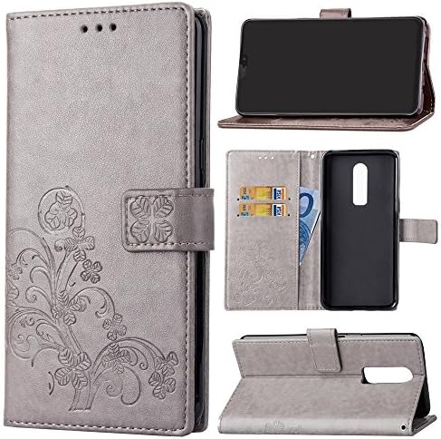 OnePlus 6 Phone Case,OnePlus 6 Leather Flip Case,OnePlus 6 Wallet Case,AIFENG OnePlus 6 PU Leather Wallet Case Folio Cover with Card Holder,Stand and Wristlet for OnePlus 6 (B-Gray)