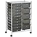 VonHaus Black 15 Drawer Organizer Cart with Rolling Wheels Multi-Purpose Utility Trolley for Home, Office, Art, Crafts and Beauty Storage