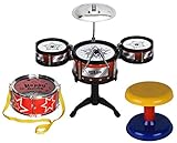 HALO NATION Ultimate Jazz Drum Set musical Instrument with 5 Tom-Tom's, Base Drum and a stool for kids