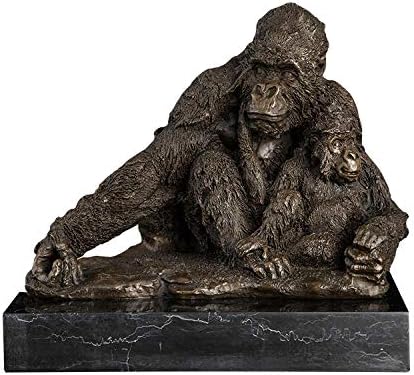 家の装飾のためのブロンズオランウータン動物像面白いゴリラ母と子の彫刻の置物をキャスト 人気商品