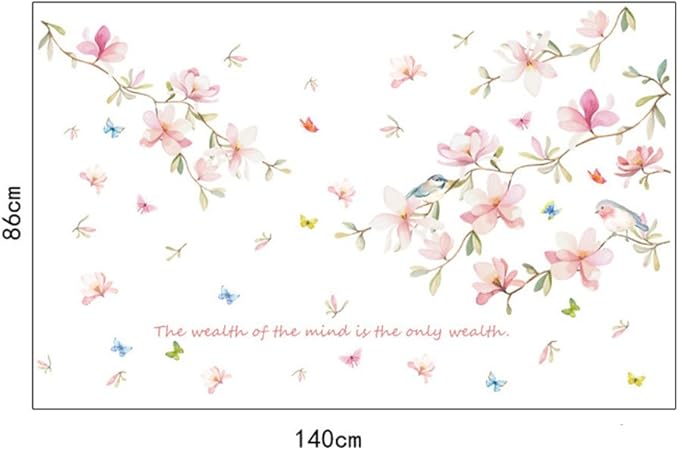 Skyllc Etiqueta Engomada De La Pared De La Flor Rosa Magnolia