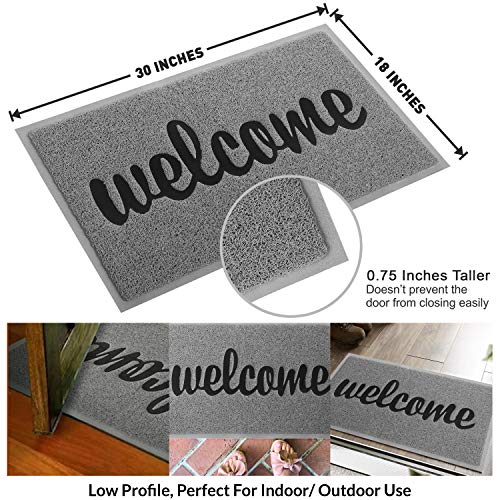 ANKO PVC Super Absorbent Outdoor Welcome MAT(30x18 inches) - Non-Slip Net Backing, Heavy Duty, Waterproof, Easy Clean, Low Profile Mat for Entry, Dust Trapper, Eco-Friendly