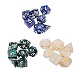 EVERMARKET Polyhedral Dice with 3 Complete Dice set for Dungeons and Dragons DND RPG MTG D20 D12 D10(00-90 and 0-9) D8 D4 Table Games , 21 Pcs (1)