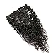 Jiarosi 3C 4A Kinky Curly Clip In Hair Extensions for Black Women, Jiarosi Afro Kinky Curly Clip Ins Human Hair 8A Brazilian Remy Hair Lace weft 7 Pcs With 24 Clips 120 Gram 12 Inch