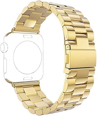 Apple Watch Band,USASUNFACE 38mm Extreme Thin&amp;Light Premium Stainless Steel Strap Wrist Band Strap Bracelet with Butterfly Clasp for Apple Watch Series 1, Series 2(Gold)