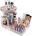 Sorbus Rotating Makeup Organizer Station Nail Bar, 360° Rotating Adjustable Carousel with Tray for Cosmetics, Skincare, etc — Great for Vanity, Bathroom, Bedroom (Adjustable Carousel Station - Pink)