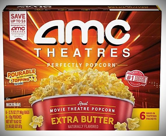 Photo 1 of **BB 5/19/2026**6 Pack of AMC Theatres Extra Butter Microwave Popcorn | 6 Bags and Butter Topping Packets per box